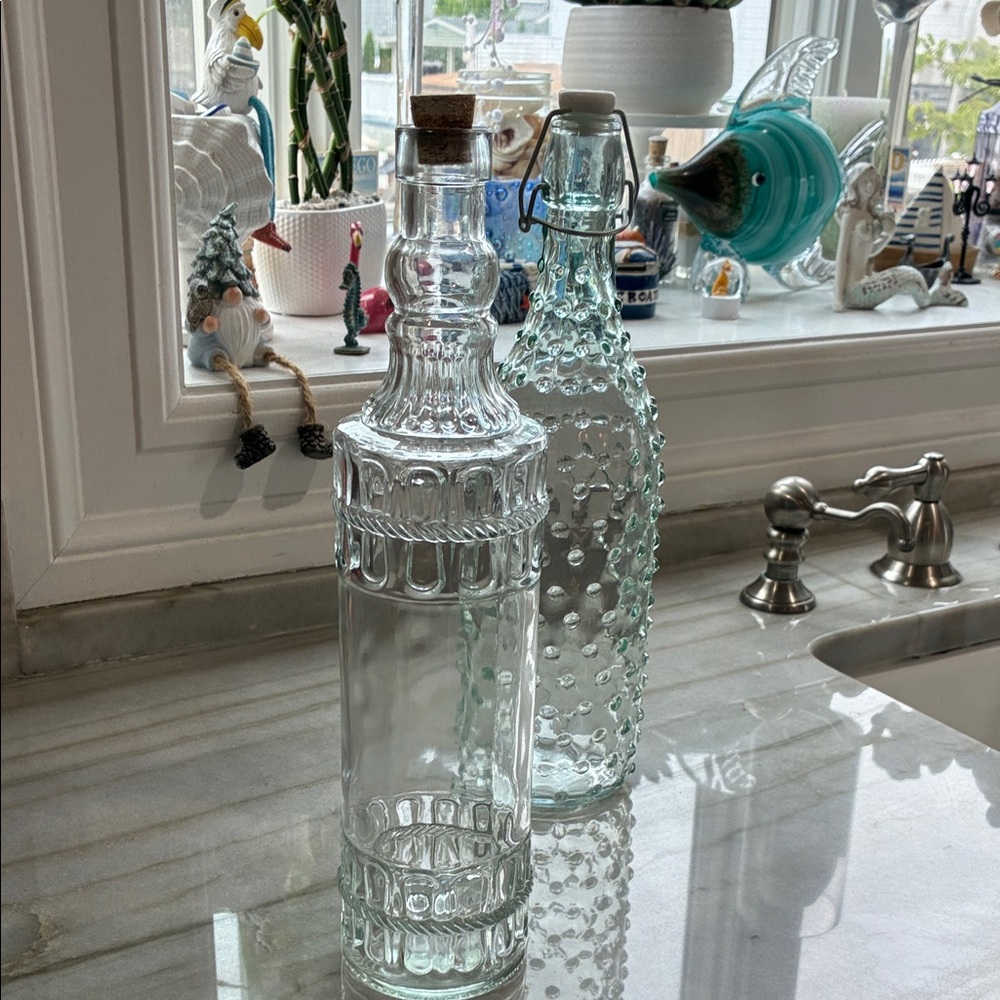 Pier 1 Decorative Glass Bottles - Clear and Light Green - Picture 5 of 8